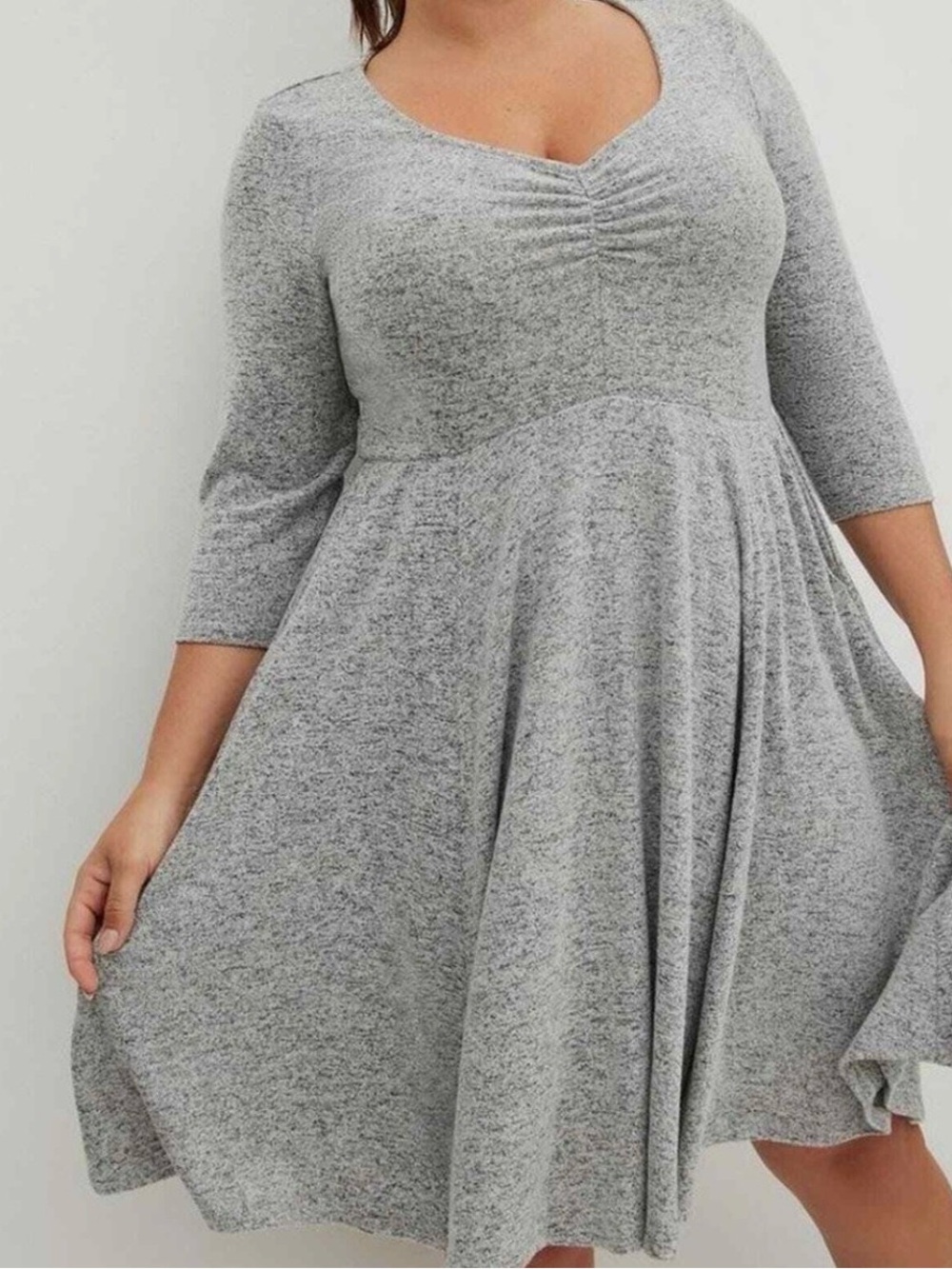 TORRID Grey Heather Fit & Flare Midi Dress - Women's